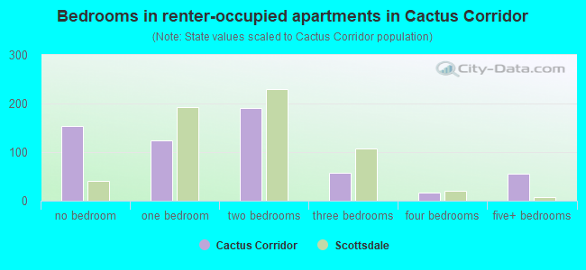 Bedrooms in renter-occupied apartments in Cactus Corridor
