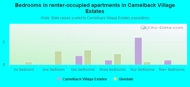 Bedrooms in renter-occupied apartments in Camelback Village Estates