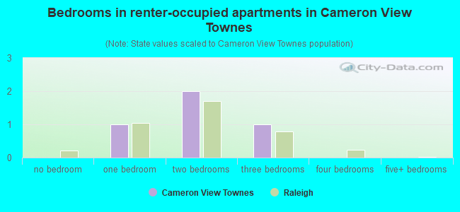 Bedrooms in renter-occupied apartments in Cameron View Townes