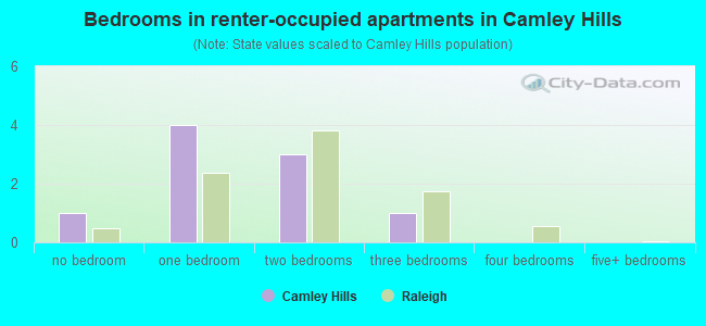 Bedrooms in renter-occupied apartments in Camley Hills