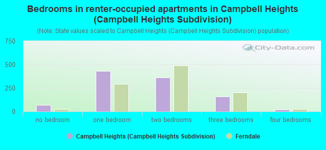 Bedrooms in renter-occupied apartments in Campbell Heights (Campbell Heights Subdivision)