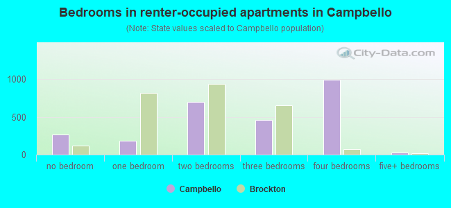 Bedrooms in renter-occupied apartments in Campbello