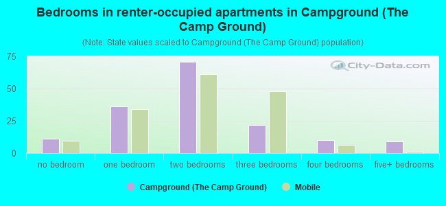 Bedrooms in renter-occupied apartments in Campground (The Camp Ground)