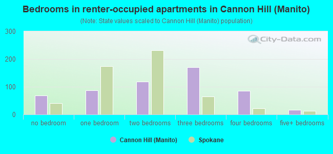 Bedrooms in renter-occupied apartments in Cannon Hill (Manito)