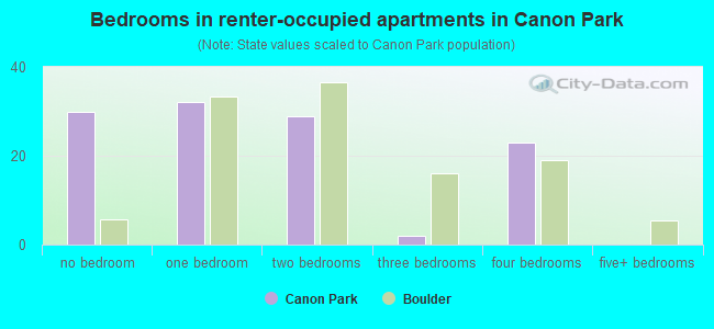 Bedrooms in renter-occupied apartments in Canon Park