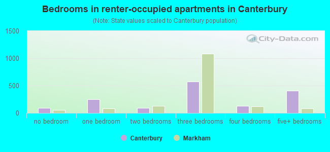 Bedrooms in renter-occupied apartments in Canterbury
