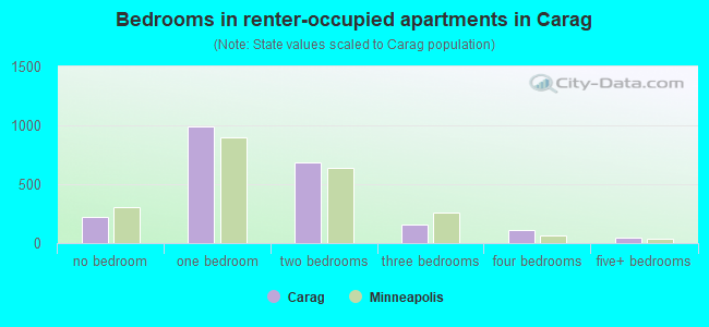 Bedrooms in renter-occupied apartments in Carag