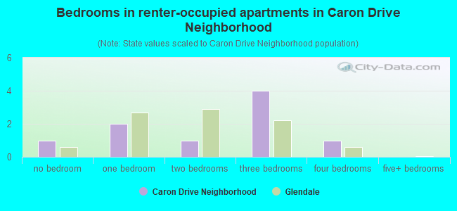 Bedrooms in renter-occupied apartments in Caron Drive Neighborhood