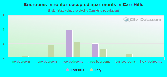 Bedrooms in renter-occupied apartments in Carr Hills