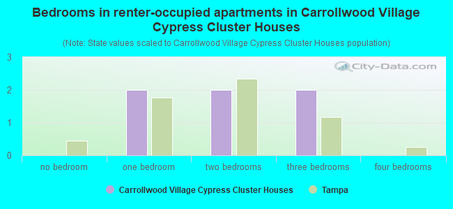 Bedrooms in renter-occupied apartments in Carrollwood Village Cypress Cluster Houses