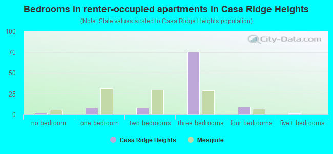 Bedrooms in renter-occupied apartments in Casa Ridge Heights