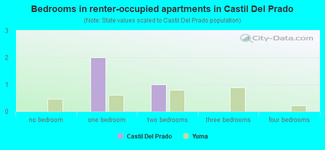 Bedrooms in renter-occupied apartments in Castil Del Prado