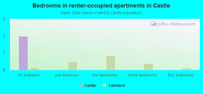 Bedrooms in renter-occupied apartments in Castle