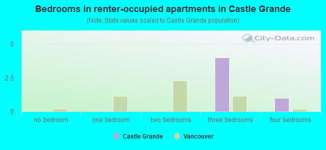 Bedrooms in renter-occupied apartments in Castle Grande