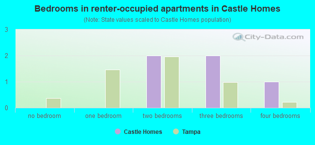 Bedrooms in renter-occupied apartments in Castle Homes