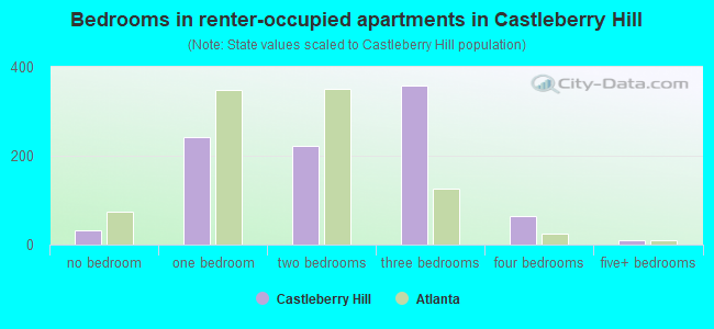 Bedrooms in renter-occupied apartments in Castleberry Hill