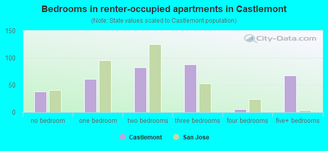 Bedrooms in renter-occupied apartments in Castlemont