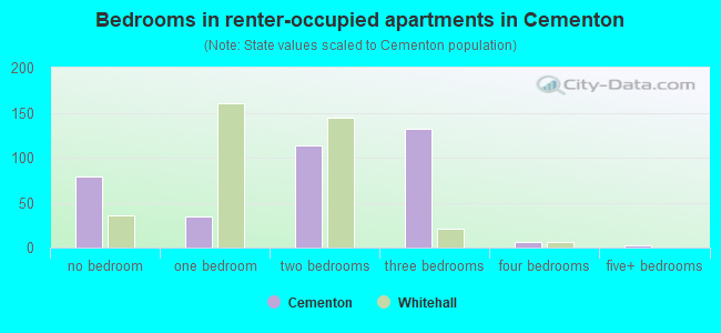Bedrooms in renter-occupied apartments in Cementon