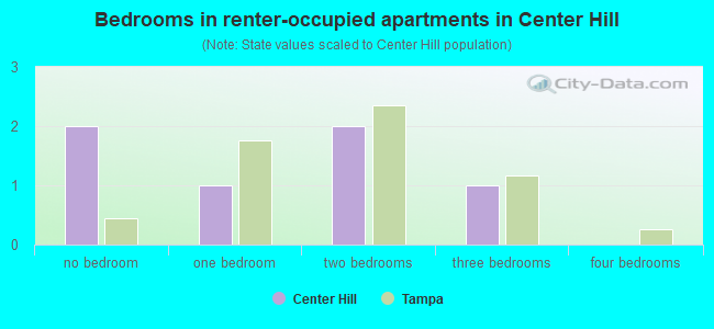 Bedrooms in renter-occupied apartments in Center Hill