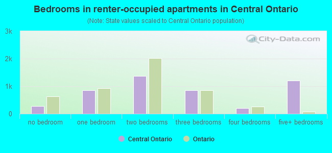 Bedrooms in renter-occupied apartments in Central Ontario