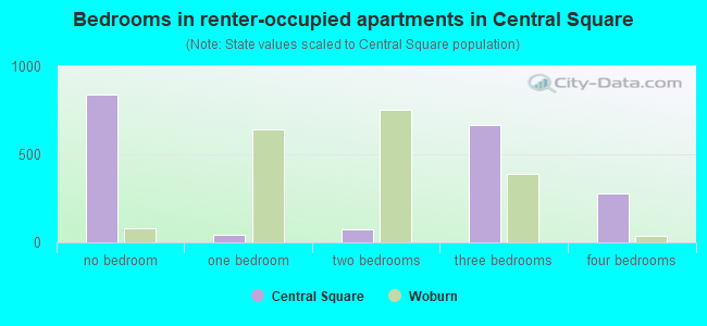 Bedrooms in renter-occupied apartments in Central Square