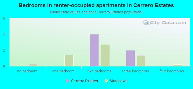 Bedrooms in renter-occupied apartments in Cerrero Estates