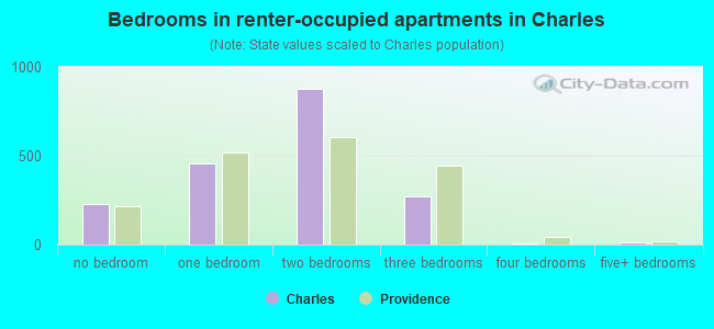 Bedrooms in renter-occupied apartments in Charles
