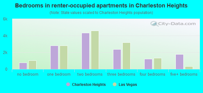 Bedrooms in renter-occupied apartments in Charleston Heights