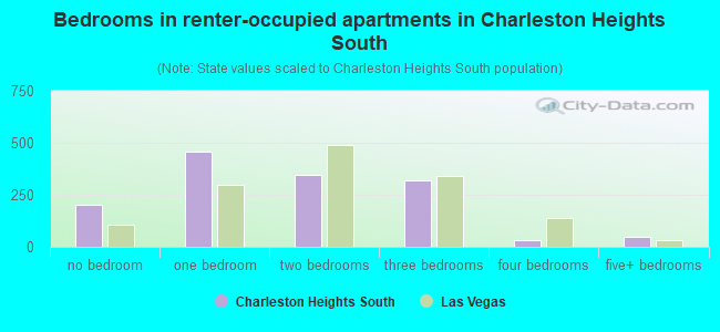 Bedrooms in renter-occupied apartments in Charleston Heights South