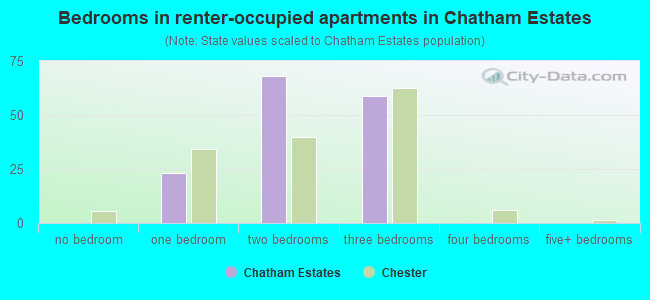 Bedrooms in renter-occupied apartments in Chatham Estates