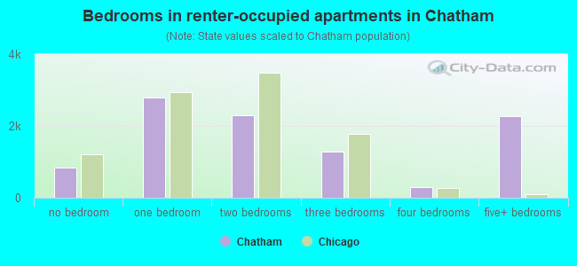 Bedrooms in renter-occupied apartments in Chatham