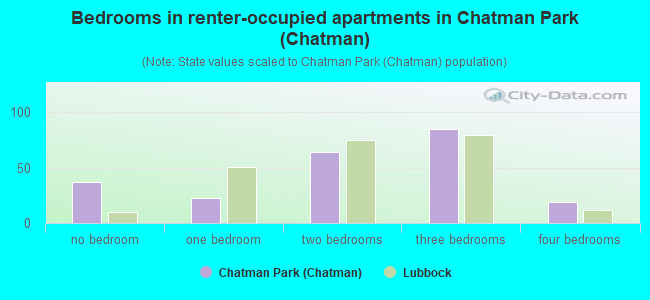 Bedrooms in renter-occupied apartments in Chatman Park (Chatman)