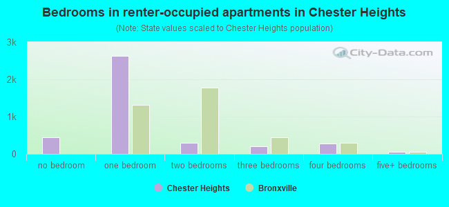 Bedrooms in renter-occupied apartments in Chester Heights