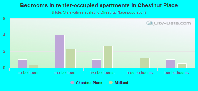 Bedrooms in renter-occupied apartments in Chestnut Place