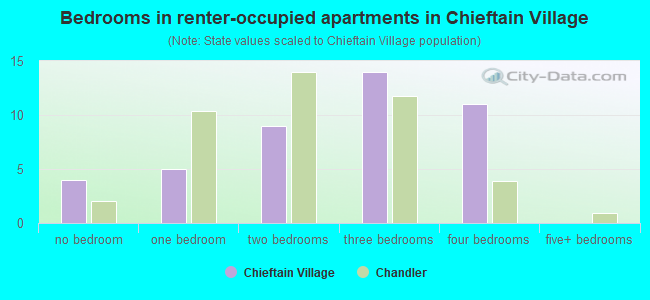 Bedrooms in renter-occupied apartments in Chieftain Village