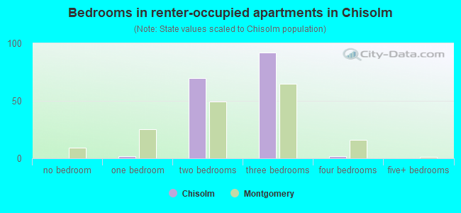 Bedrooms in renter-occupied apartments in Chisolm