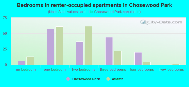 Bedrooms in renter-occupied apartments in Chosewood Park