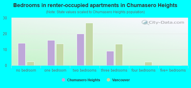 Bedrooms in renter-occupied apartments in Chumasero Heights