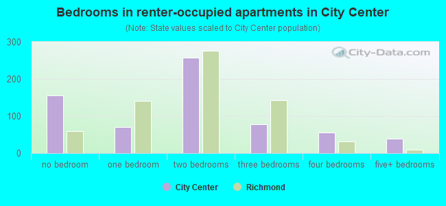 Bedrooms in renter-occupied apartments in City Center