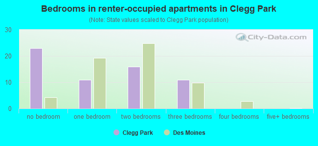 Bedrooms in renter-occupied apartments in Clegg Park