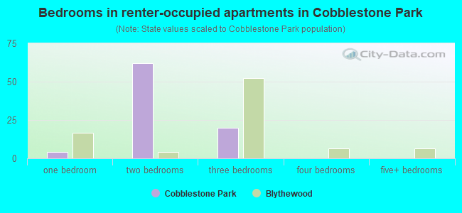 Bedrooms in renter-occupied apartments in Cobblestone Park