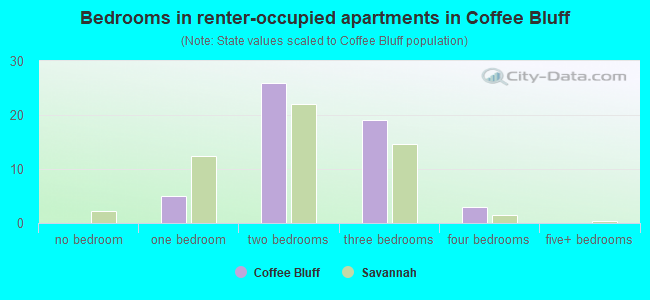 Bedrooms in renter-occupied apartments in Coffee Bluff