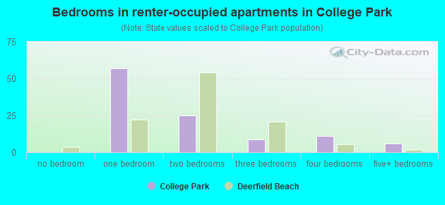 Bedrooms in renter-occupied apartments in College Park
