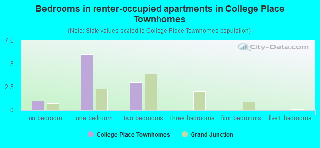 Bedrooms in renter-occupied apartments in College Place Townhomes