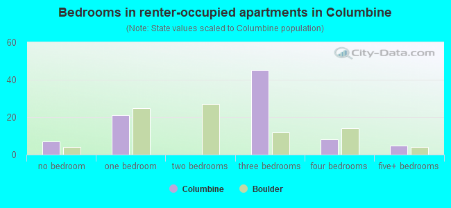 Bedrooms in renter-occupied apartments in Columbine
