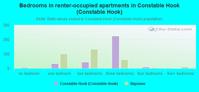 Bedrooms in renter-occupied apartments in Constable Hook (Constable Hook)