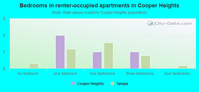 Bedrooms in renter-occupied apartments in Cooper Heights