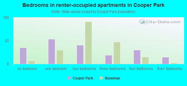Bedrooms in renter-occupied apartments in Cooper Park