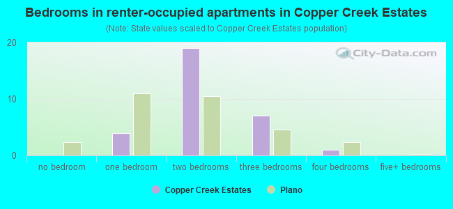 Bedrooms in renter-occupied apartments in Copper Creek Estates