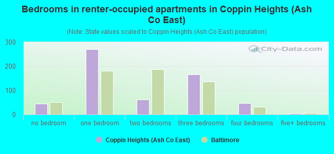 Bedrooms in renter-occupied apartments in Coppin Heights (Ash Co East)